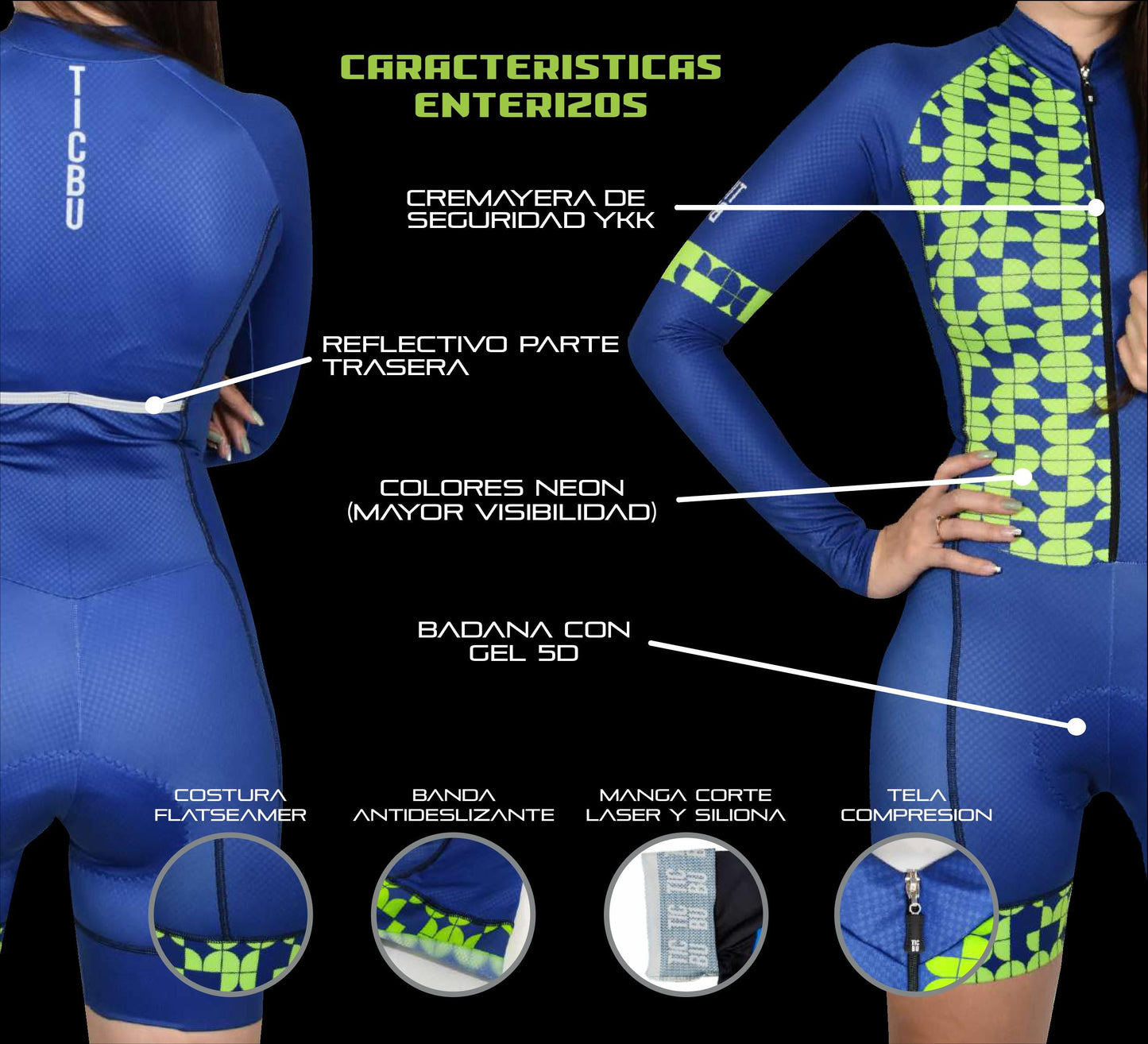 ENTERIZO (REF. CLMB) Camisa Larga - Licra Corta