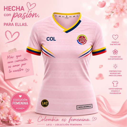 Camiseta Dama Deportiva Colombia 26 Rosa