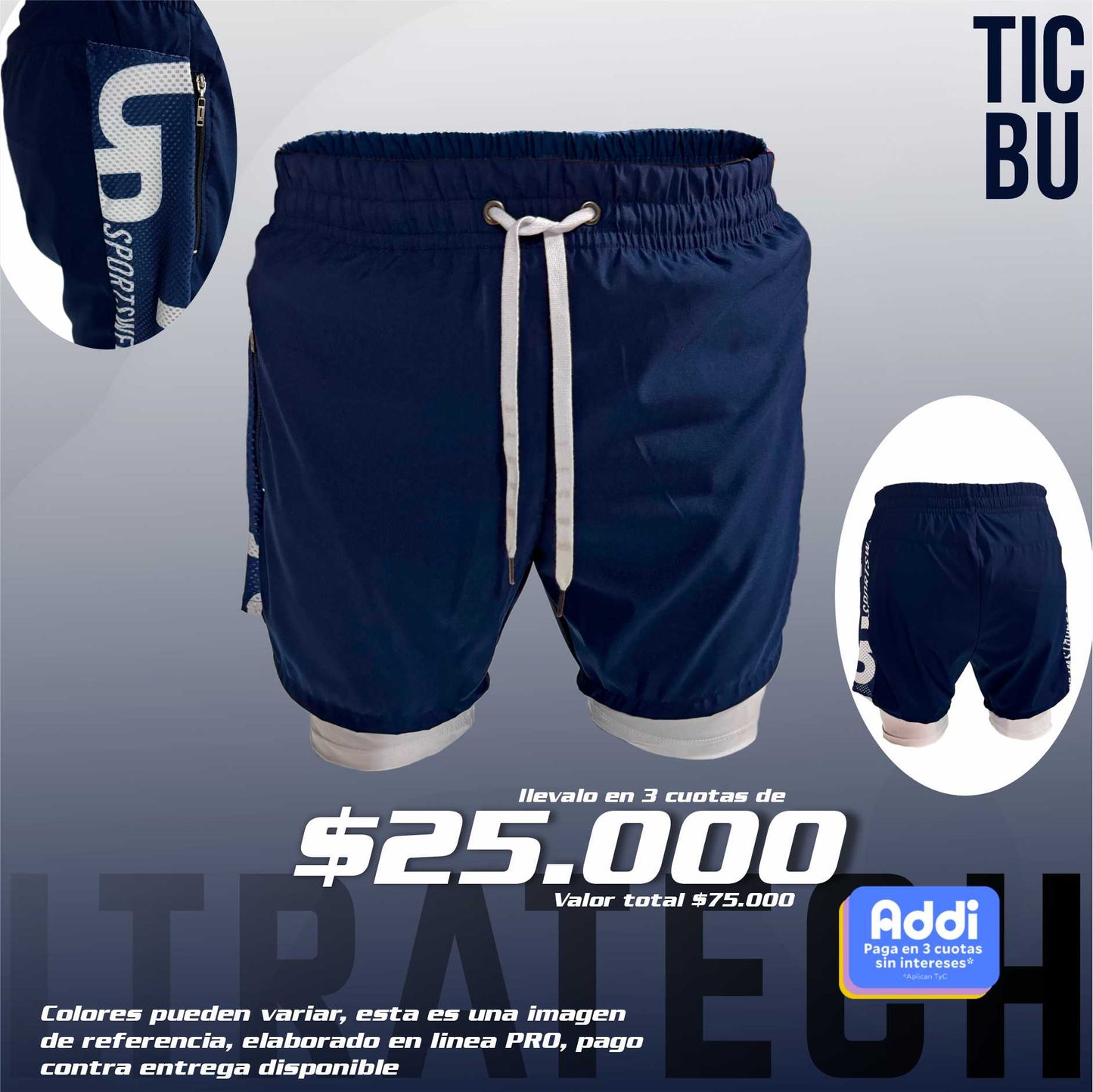 Pantaloneta Deportiva Azul Petróleo