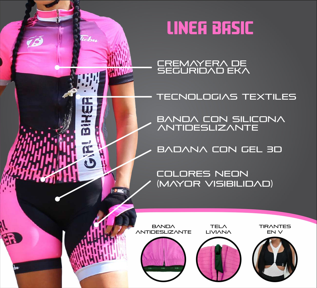 LICRA CORTA DAMA ( sin tirantes) TODA NEGRA BASIC