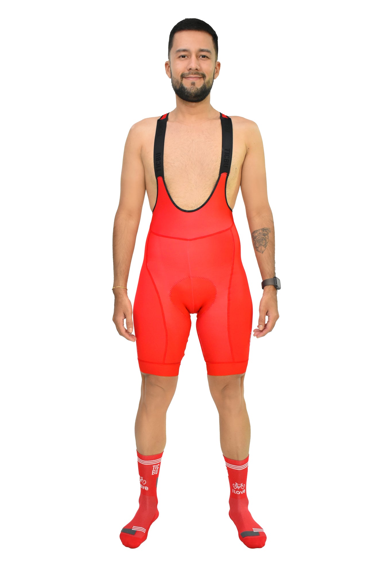 LICRA CORTA HOMBRE TODA ROJA PRO