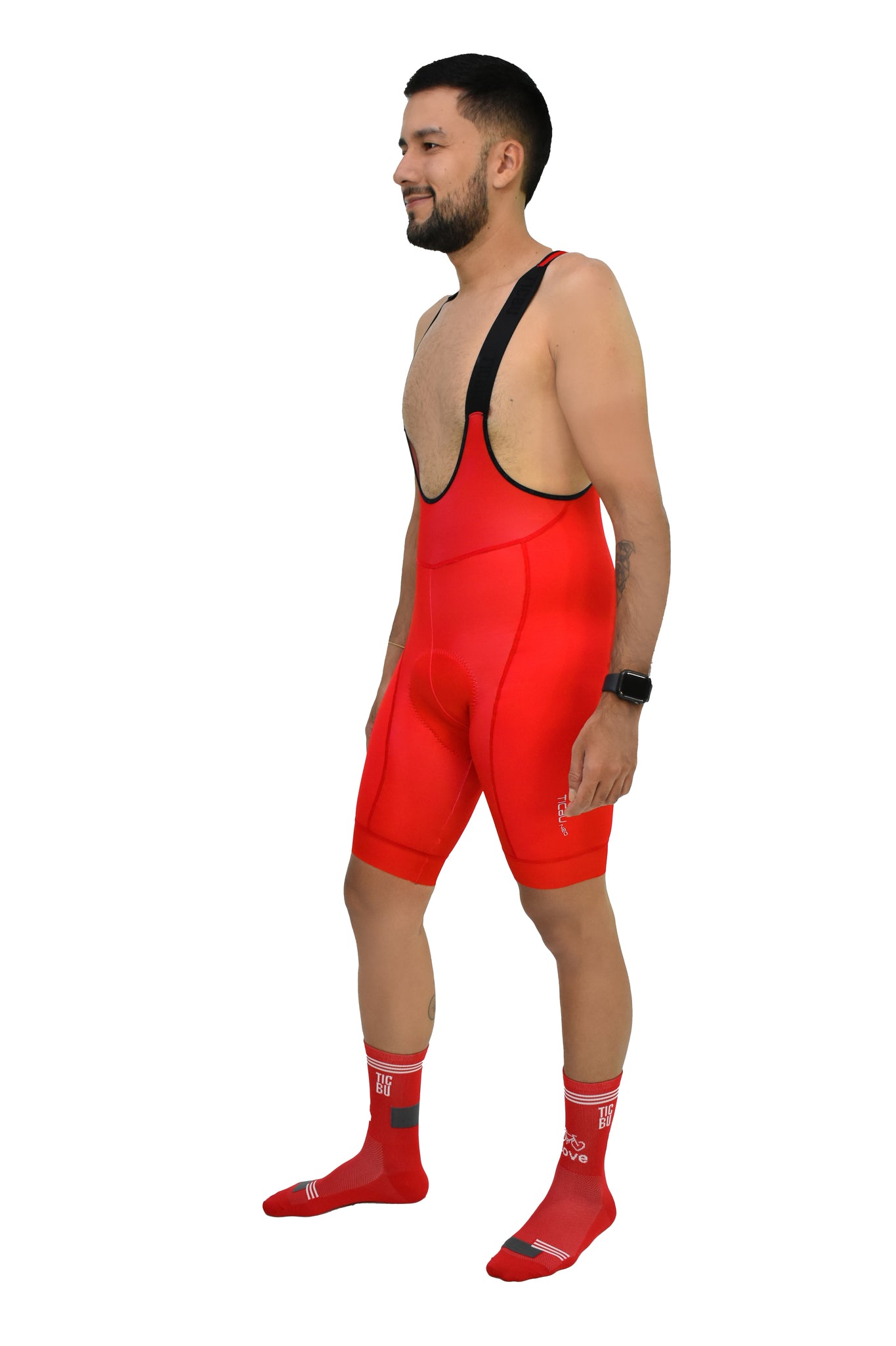 LICRA CORTA HOMBRE TODA ROJA PRO