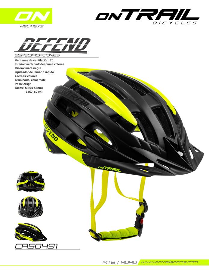 Casco DEFEND marca Ontrail - negro amarillo