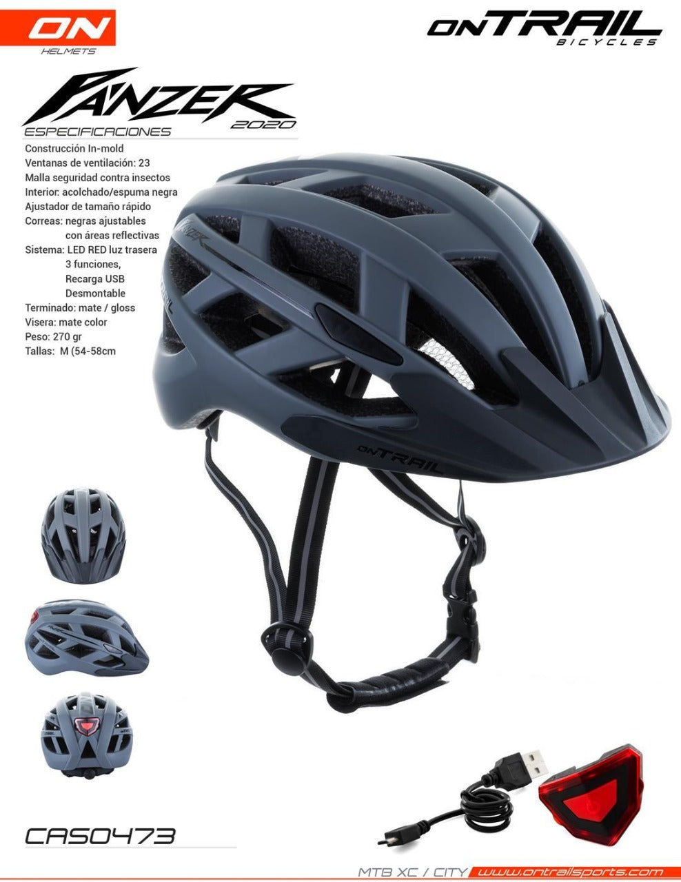 Casco Panzer con luz Gris