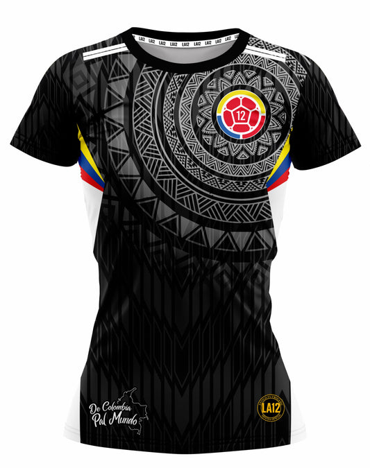 Camiseta Dama Deportiva Ref Colombia 25 Negra