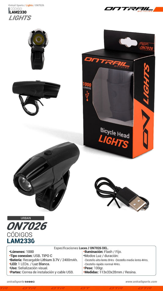 Luz delantera JY-7026 1000 lumens