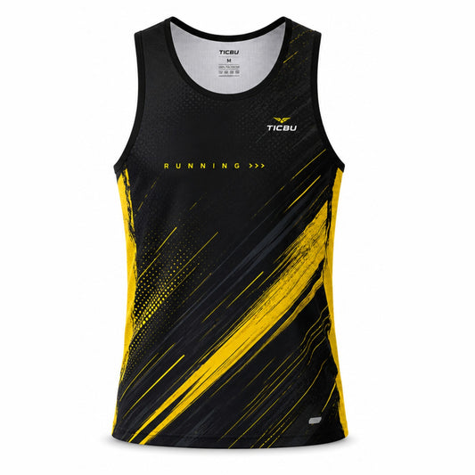 Camiseta Hombre Deportiva RUNNING TICBU Amarillo