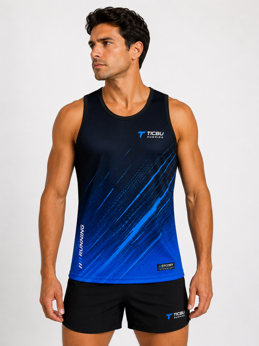 Camiseta Hombre Deportiva RUNNING TICBU Azul