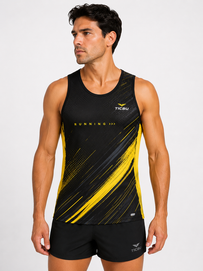 Camiseta Hombre Deportiva RUNNING TICBU Amarillo