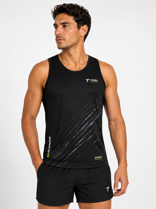 Camiseta Hombre Deportiva RUNNING TICBU Negro