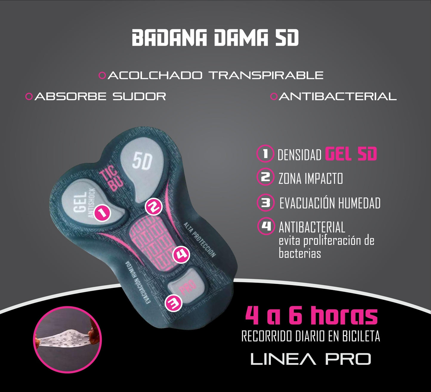 LICRA CORTA DAMA PRO (REF. MERIDA-WHITE)