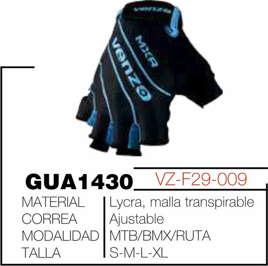Guante Venzo Ref VZ-F29-009 Negro - Azul