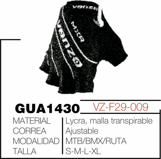 Guante Venzo Ref VZ-F29-009 Negro - Blanco