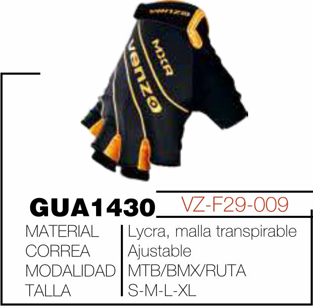 Venzo Glove Ref VZ-F29-009 Black - Orange