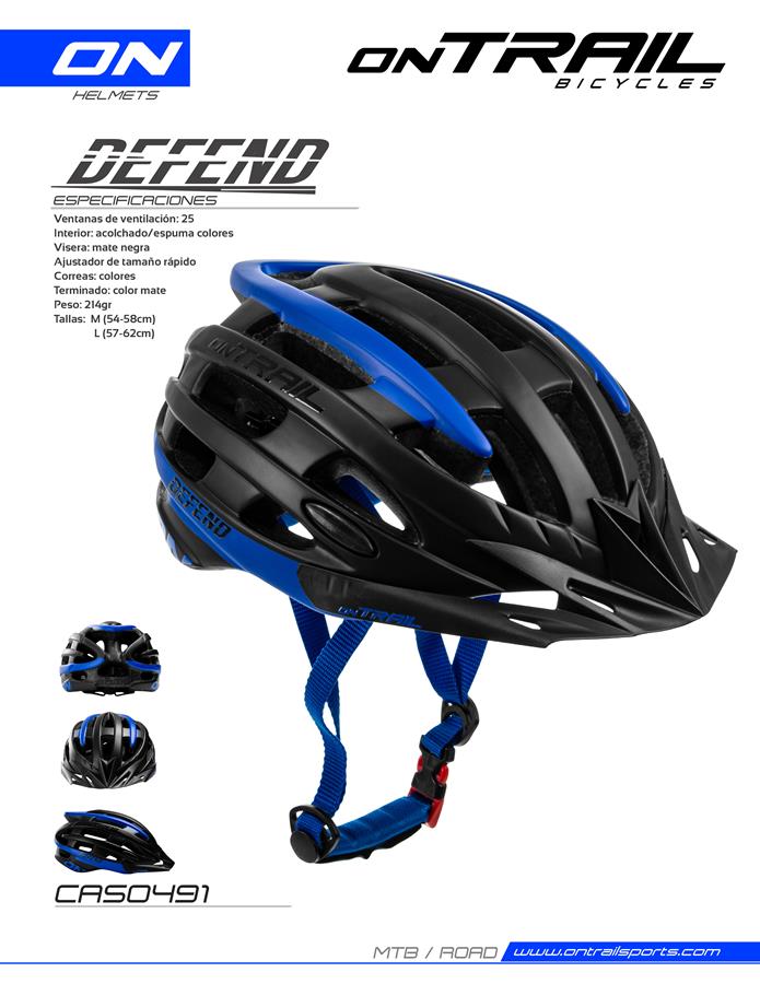 Casco DEFEND marca Ontrail - negro  azul